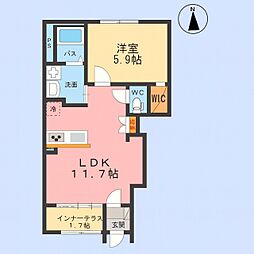 JR東北新幹線 郡山駅 徒歩28分の賃貸アパート 1階1LDKの間取り