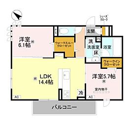 ブランノワール日根野 2LDKの間取図画像