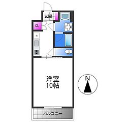アリビオ北巽 1Kの間取図画像