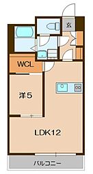 池田山ガーデンハイツ 1LDKの間取図画像