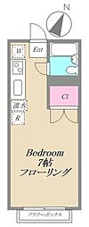 エステートピア若葉荘 2階ワンルームの間取り