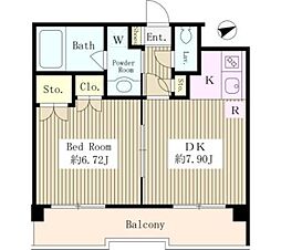 コーボック飛田給2 1Kの間取図画像