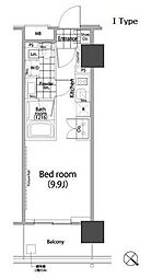 パークハビオ赤坂タワー ワンルームの間取図画像