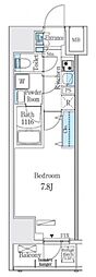 RESIDIA大手町北 1Kの間取図画像