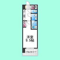スプランディッド堺東III 1Kの間取図画像