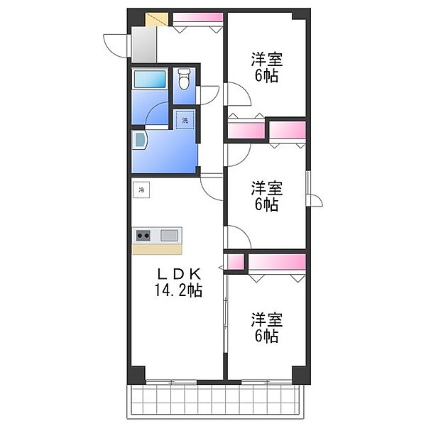 大阪府岸和田市西之内町(賃貸マンション2LDK・2階・61.00㎡)の写真 その2