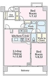 グラマシー恵比寿 2階1SLDKの間取り