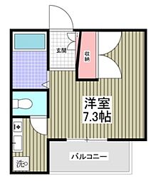ラフィーネ北千住 1階ワンルームの間取り