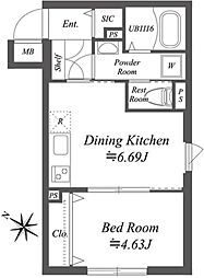 ソラシアレジデンス南大塚 2階1DKの間取り