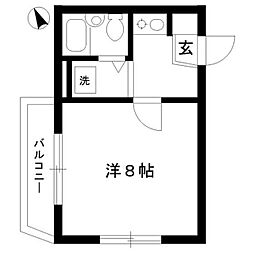フラットエイト 1Kの間取図画像