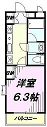 レジデンス所沢参番館 1Kの間取図画像