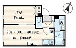 aLATO菊川 エーデー200 1LDKの間取図画像