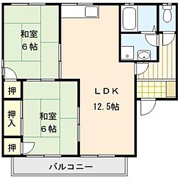 アフローテ山川2 2LDKの間取図画像