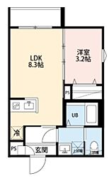 京成押上線 四ツ木駅 徒歩10分の賃貸アパート 1階1LDKの間取り