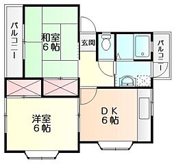 チェスナットパレスC 2DKの間取図画像