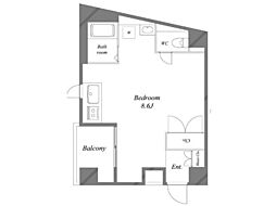 アトリウム25 2階ワンルームの間取り