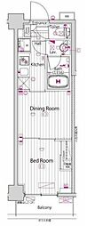 ガーラ・グランディ調布 1DKの間取図画像