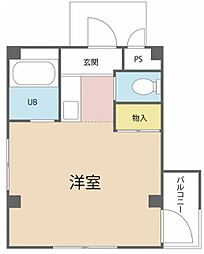 パルコモン・クロダ ワンルームの間取図画像