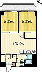 かわさきスカイビル 2LDKの間取図画像