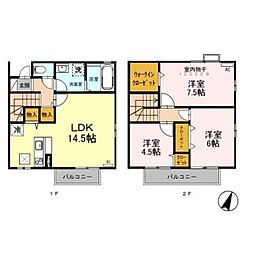 エホウ上近江 3LDKの間取図画像