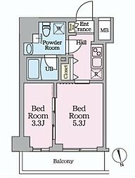 HYs桜橋MIRAIS 3階2Kの間取り