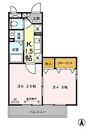 サニーガーデン 2Kの間取図画像
