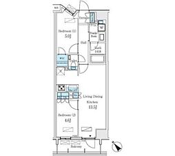 オープンレジデンシア日暮里 2LDKの間取図画像