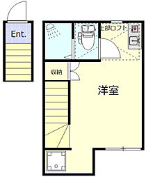 クアルト板橋 2階ワンルームの間取り