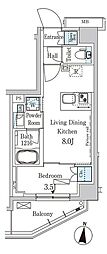 パークアクシス木場キャナルイースト 1LDKの間取図画像