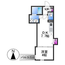 Luna　terrace　近大前 3階1DKの間取り