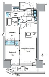 ルフォンプログレ田原町 2LDKの間取図画像