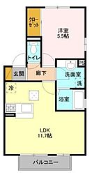 アン・プレール 1階1LDKの間取り