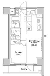 ザ・パークハビオ中野富士見町ガーデン 1LDKの間取図画像