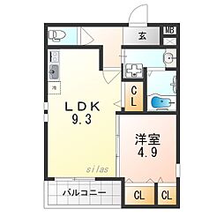 JR東海道・山陽本線 尼崎駅 徒歩11分の賃貸アパート 2階1LDKの間取り