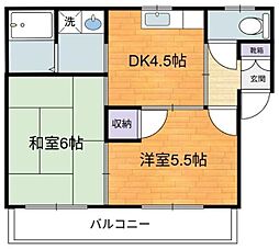 指月ハイム1 2DKの間取図画像