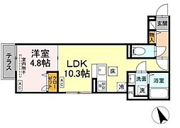 西武新宿線 鷺ノ宮駅 徒歩5分の賃貸アパート 1階1LDKの間取り