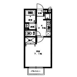 アベリアコート 1Kの間取図画像