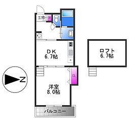 ブラン・ヴェール 3階1DKの間取り
