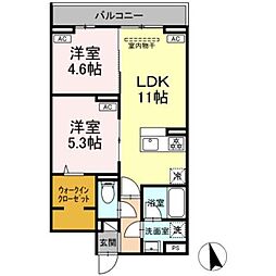 セレスティア羽沢A棟 2LDKの間取図画像