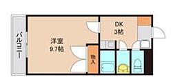 JR常磐線 取手駅 徒歩4分の賃貸マンション 2階1Kの間取り