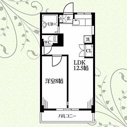 クラウディII 1階1LDKの間取り