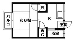 コーポ井尻B 1DKの間取図画像