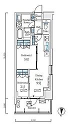ロイヤルパークス赤羽ノース 3階2LDKの間取り