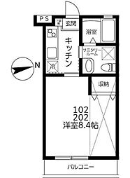 ロワール東船橋 1Kの間取図画像