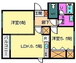 サニープレイス 2LDKの間取図画像