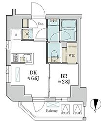 ブリリアイスト清澄庭園 1DKの間取図画像