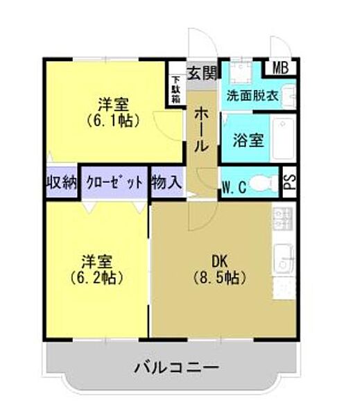 ユーミーやまいち 202｜福島県二本松市油井字谷地(賃貸マンション2DK・2階・50.07㎡)の写真 その2