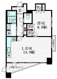 ファーストリアルタワー新宿 28階1LDKの間取り