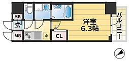 プロヴィスタ神戸三宮EAST 1Kの間取図画像