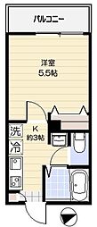 ファーストサウザン 1Kの間取図画像